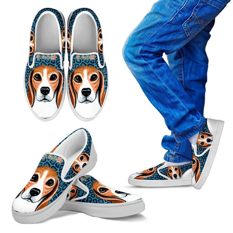 Amazing Beagle Print-Kid's Slip Ons-Free Shipping