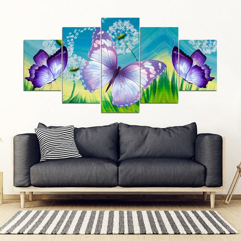 Butterfly Print-5 Piece Framed Canvas- Free Shipping