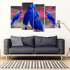 Hyacinth Macaw Parrot Print 5 Piece Framed Canvas- Free Shipping