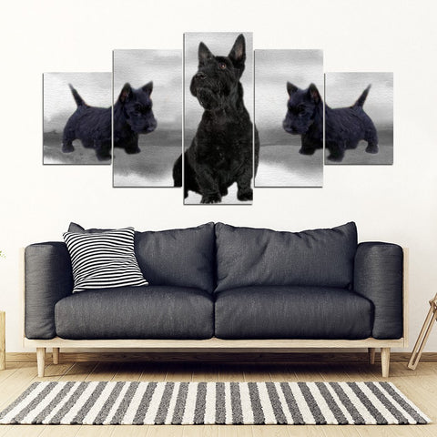 Scottish Terrier Print-5 Piece Framed Canvas- Free Shipping