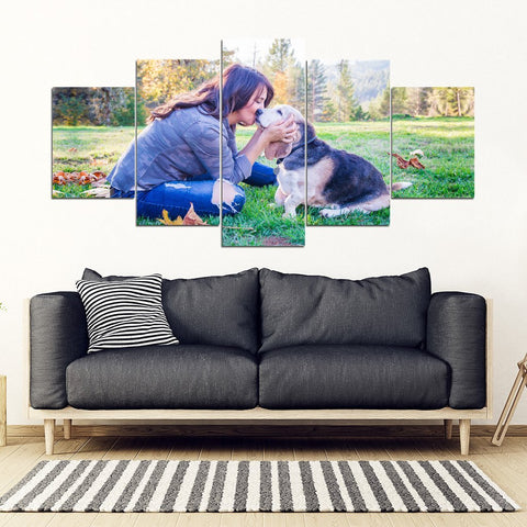 Customized Pet Print 5 Piece Framed Canvas-Free Shipping