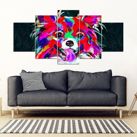 Papillon Dog Art Print 5 Piece Framed Canvas- Free Shipping