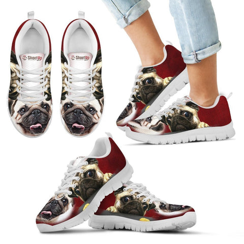 Funny Pug Print Running Shoes For Kids And Women- Free Shipping