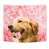 Golden Retriever On Pink Print Tapestry-Free Shipping