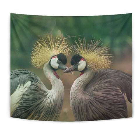 Grey Crowned Crane Bird Print Tapestry-Free Shipping