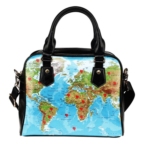 Valentine's Day Special World Map Print Shoulder Handbag- Free Shipping