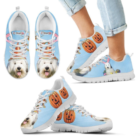 Old English Sheepdog Halloween Print Running Shoes For Kids- Free Shipping