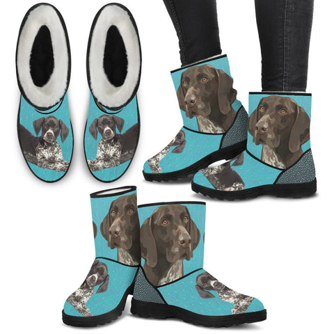 German Shorthaired Pointer Print Faux Fur Boots For Women-Free Shipping