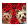 Yorkshire Terrier On Red Print Tapestry-Free Shipping