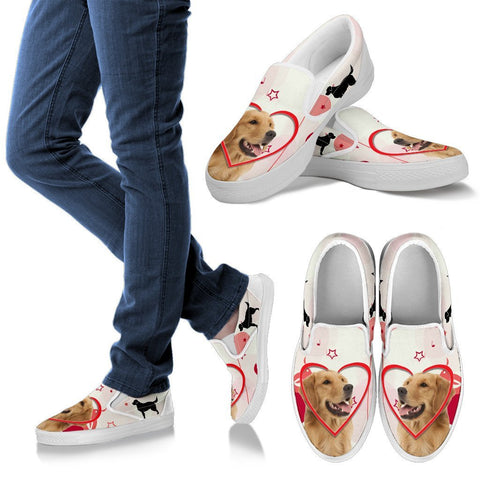 Valentine's Day Special Golden Retriever Print Slip Ons For Women- Free Shipping