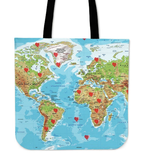 Valentine's Day Special World Map Tote Bags- Free Shipping