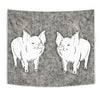 Large White pig Print Tapestry-Free Shipping