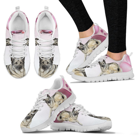 Norwegian Elkhound Pink White Print Running Shoes For Women-Free Shipping
