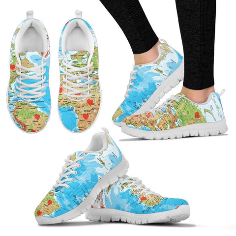 Valentine's Day Special World Map Print Running Shoes For Women- Free Shipping