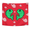 Fish Print On Red Tapestry-Free Shipping