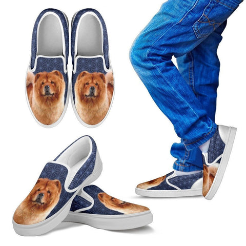 Chow Chow Dog Print Slip Ons For Kids-Express Shipping