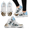 Afghan Hound With Puppies Blue White Print Sneakers For Women-Free Shipping