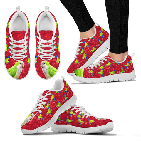 Valentine's Day Special-Monk Parakeet Parrot On Red Print Running Shoes For Women-Free Shipping