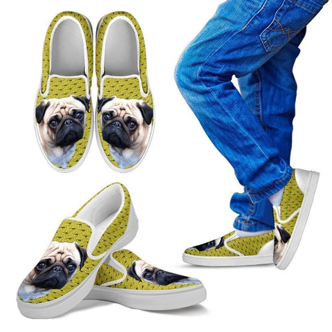 Pug Print-Slip Ons For Kids-Express Shipping