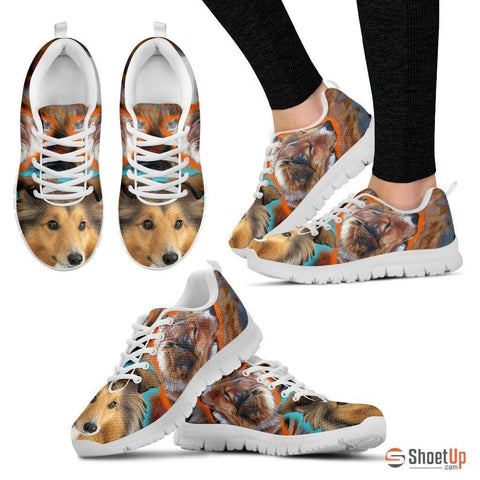 Shetland Sheepdog Dog Print Running Shoe For Women- Free Shipping