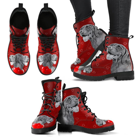 Valentine's Day Special-Vizsla Dog On Red Print Boots For Women-Free Shipping