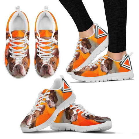 Red Boston Terrier Sneakers For Women- Free Shipping
