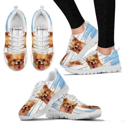 Chihuahua Blue White Print Sneakers For Women-Free Shipping