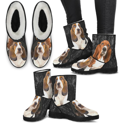 Basset Hound Print Faux Fur Boots For Women-Free Shipping