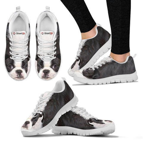 Boston Terrier Black White Print Running Shoes For Women-Free Shipping