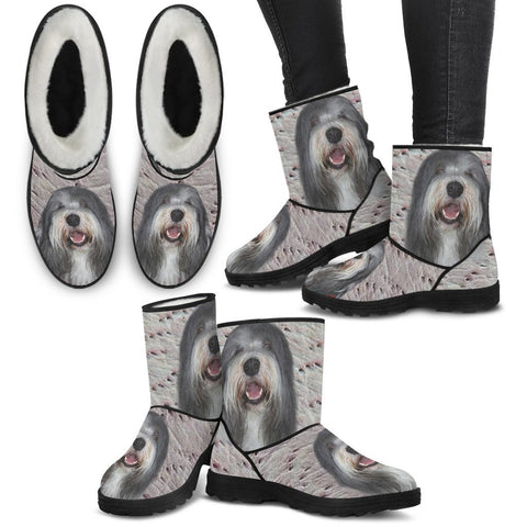 Bearded Collie Print Faux Fur Boots For Women-Free Shipping
