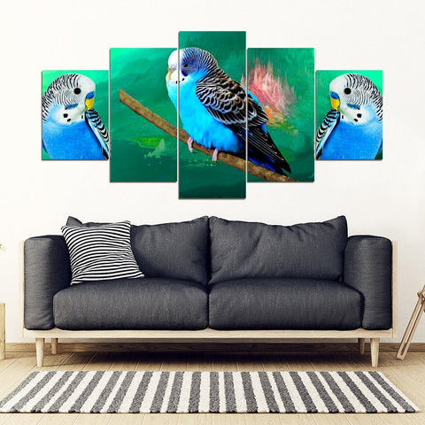 Budgie Or Budgerigar (Common Parakeet ) Parrot Print 5 Piece Framed Canvas- Free Shipping