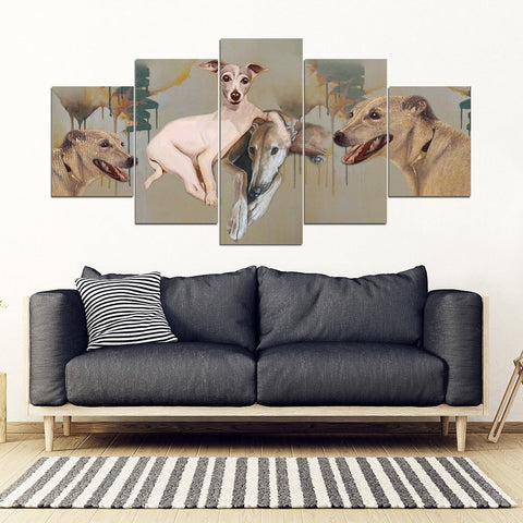 Greyhound Art Print-5 Piece Framed Canvas- Free Shipping