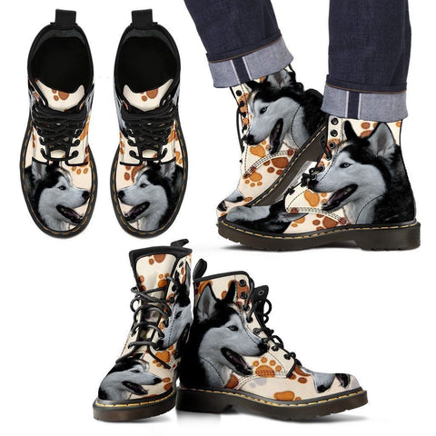 Siberian Husky Print Boots For Men-Express Shipping