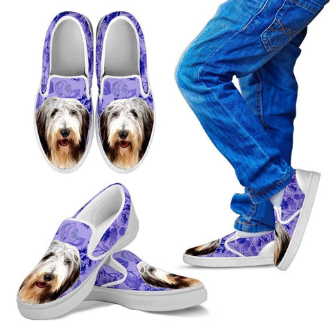 Bearded Collie Dog Print Slip Ons For Kids-Express Shipping