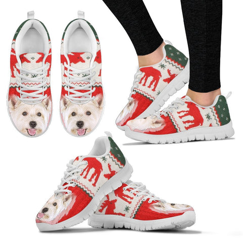 West Highland White Terrier Ugly Christmas Running Shoes For Women- Free Shipping