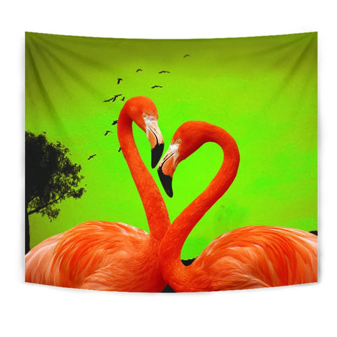 Heart Shape Flamingo Bird Print Tapestry-Free Shipping