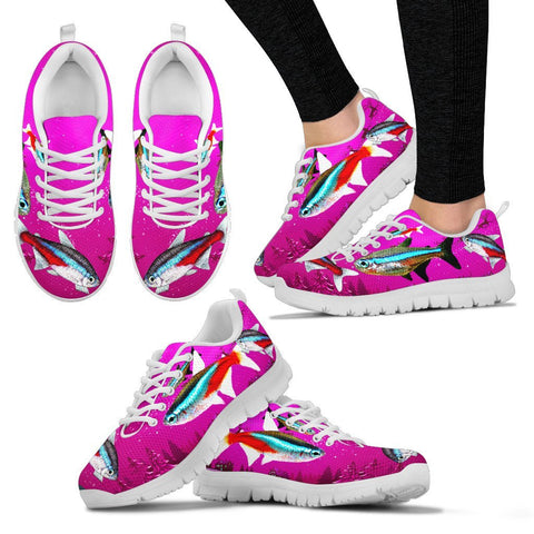 Neon Tetra Fish Print Christmas Running Shoes For Women- Free Shipping