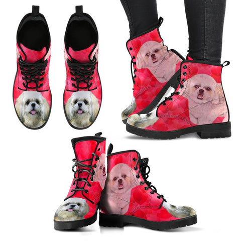 Valentine's Day Special-Shih Tzu On Red Print Boots For Women-Free Shipping