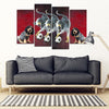 Bluetick Coonhound On Black and Red Print-5 Piece Framed Canvas- Free Shipping