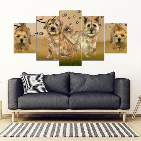 Norwich Terrier Print-5 Piece Framed Canvas- Free Shipping