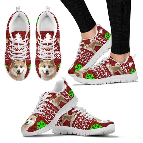 Akita Dog Print Christmas Running Shoes For Women-Free Shipping