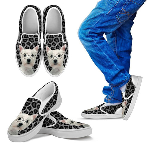West Highland White Terrier Print Slip Ons For Kids-Free Shipping