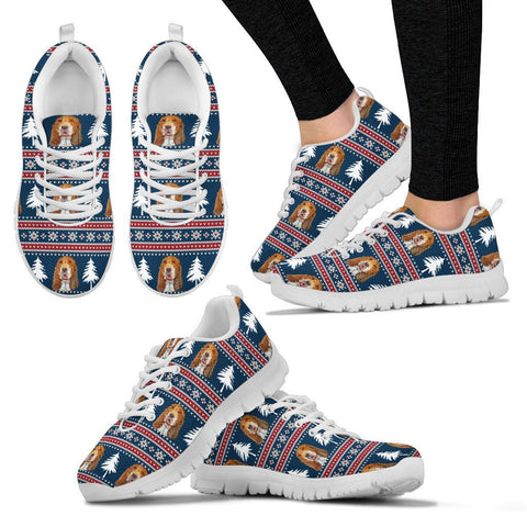 Basset Hound Christmas Pattern Print Running Shoes For Women-Free Shipping