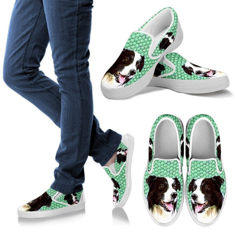 Border Collie Print Slip Ons For Women-Express Shipping