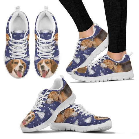 Beagle Dog Print Christmas Running Shoes For Women- Free Shipping