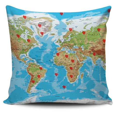 Valentine's Day Special World Map Print Pillow Cover - Free Shipping