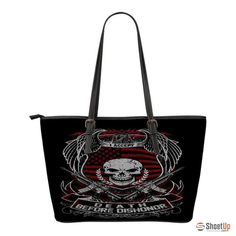Death Before Dishonor-Small Leather Tote Bag-Free Shipping