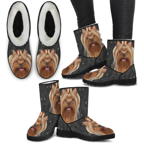 Yorkshire terrier (Yorkie) Print Faux Fur Boots For Women-Free Shipping
