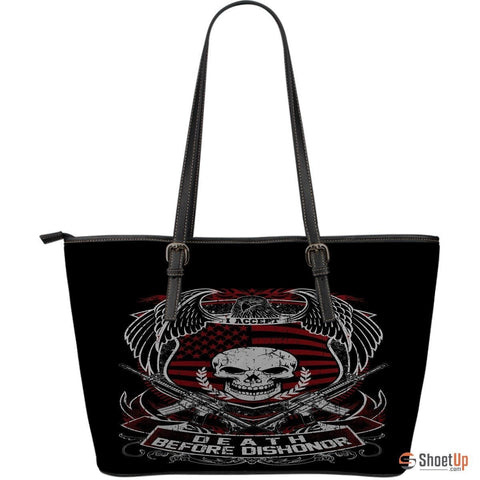 Death Before Dishonor- Large Leather Tote Bag- Free Shipping
