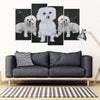 Maltese Dog Print-5 Piece Framed Canvas- Free Shipping